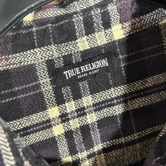 True Religion Travertine Workwear Black and White Plaid Flannel - Picture 4 of 5